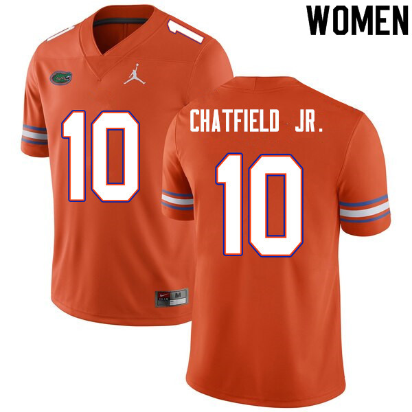 Women #10 Andrew Chatfield Jr. Florida Gators College Football Jerseys Sale-Orange - Click Image to Close